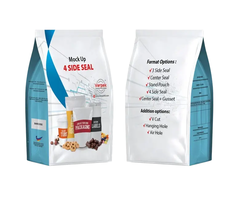 Four Side Seal - Premium flat presentation custom flexible packaging Malaysia